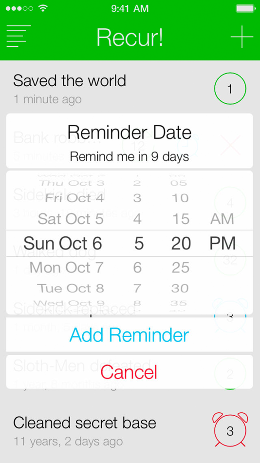 #4. Recur! The Reverse To-Do List (iOS) 由: Grailr LLC