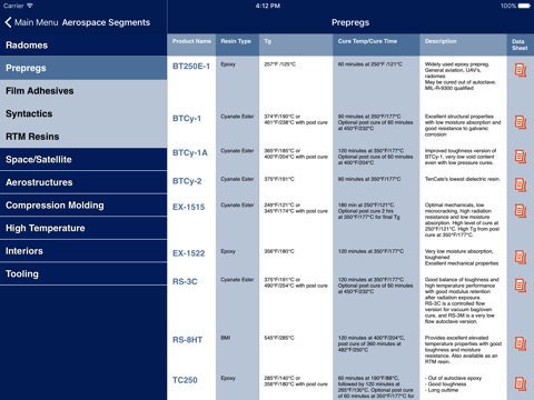 TenCate Product Selector Advanced Composites screenshot 3