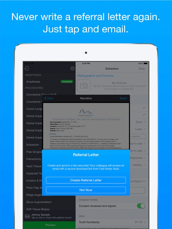 Fast Notes Dental Surgery iPad screenshot