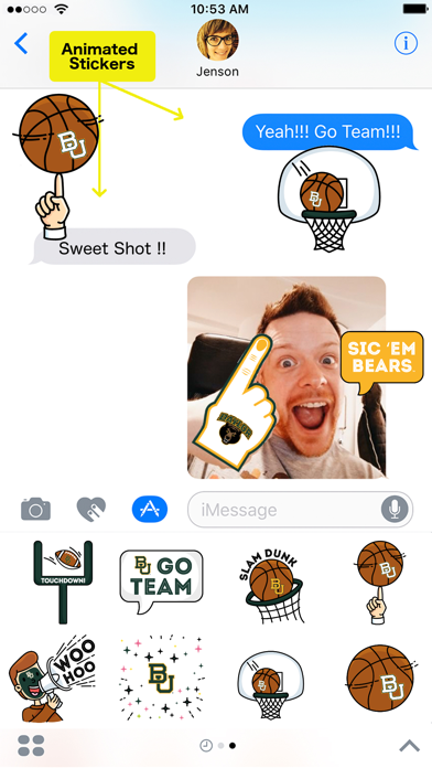 Baylor University Animated+Stickers for iMessageのおすすめ画像1