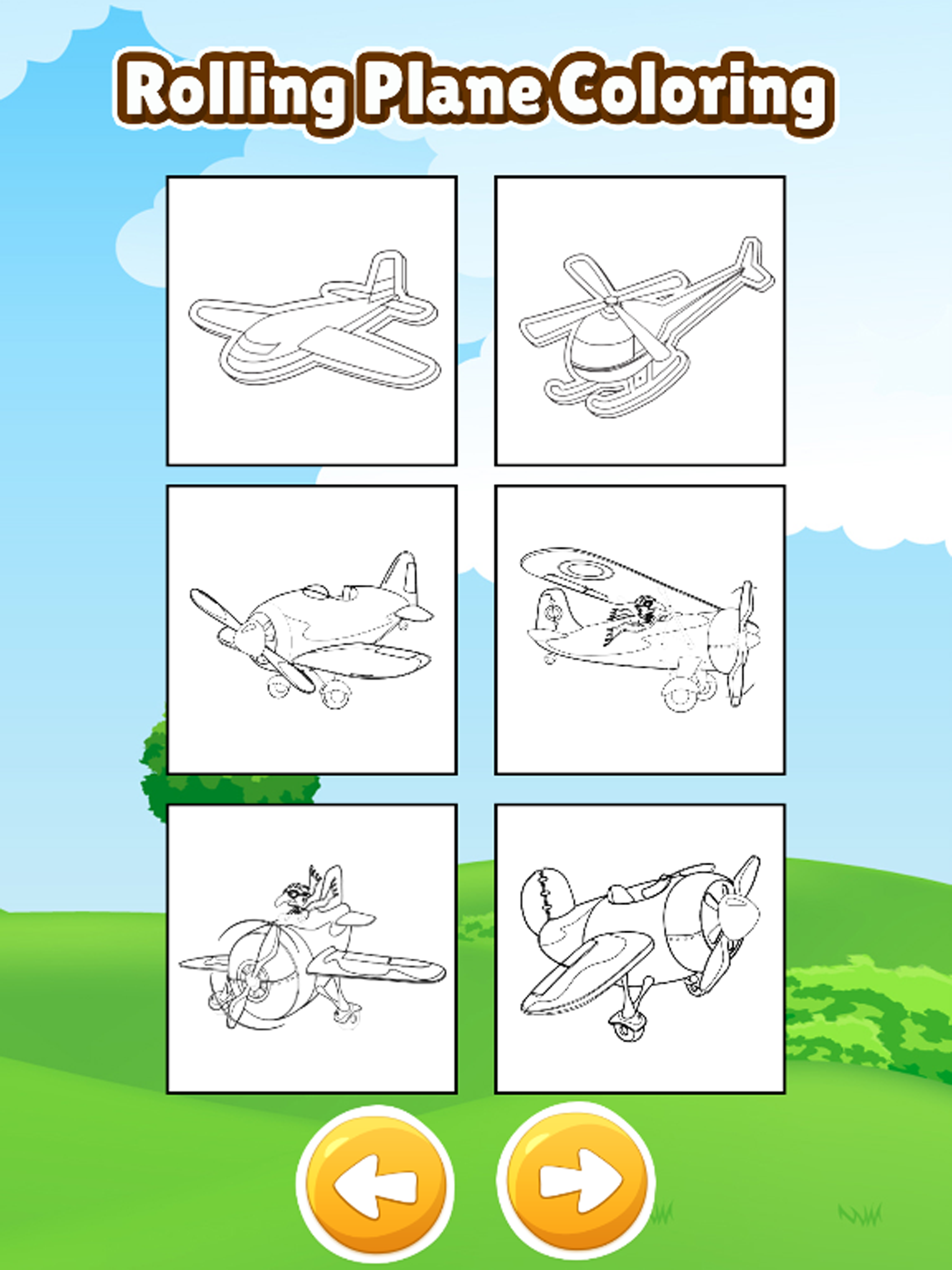 Sky plane rolling coloring book games for kids