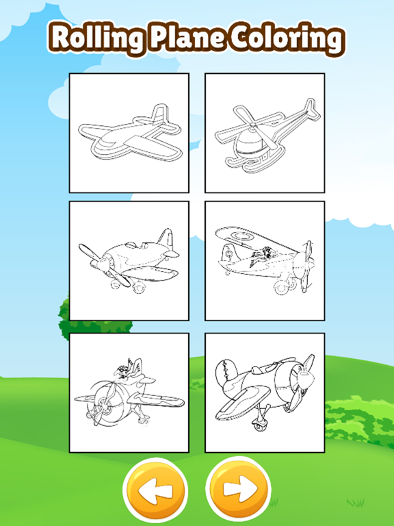 Sky plane rolling coloring book games for kids iPad screenshot