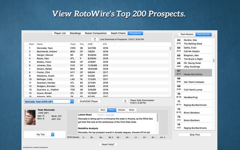 RotoWire Fantasy Baseball Draft Kit 2017 thumbnail 2