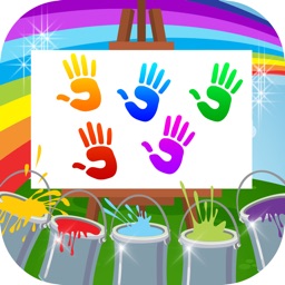 kids finger painting: handpaint on pics