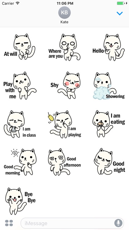 Ginger The Cute White Cat Stickers