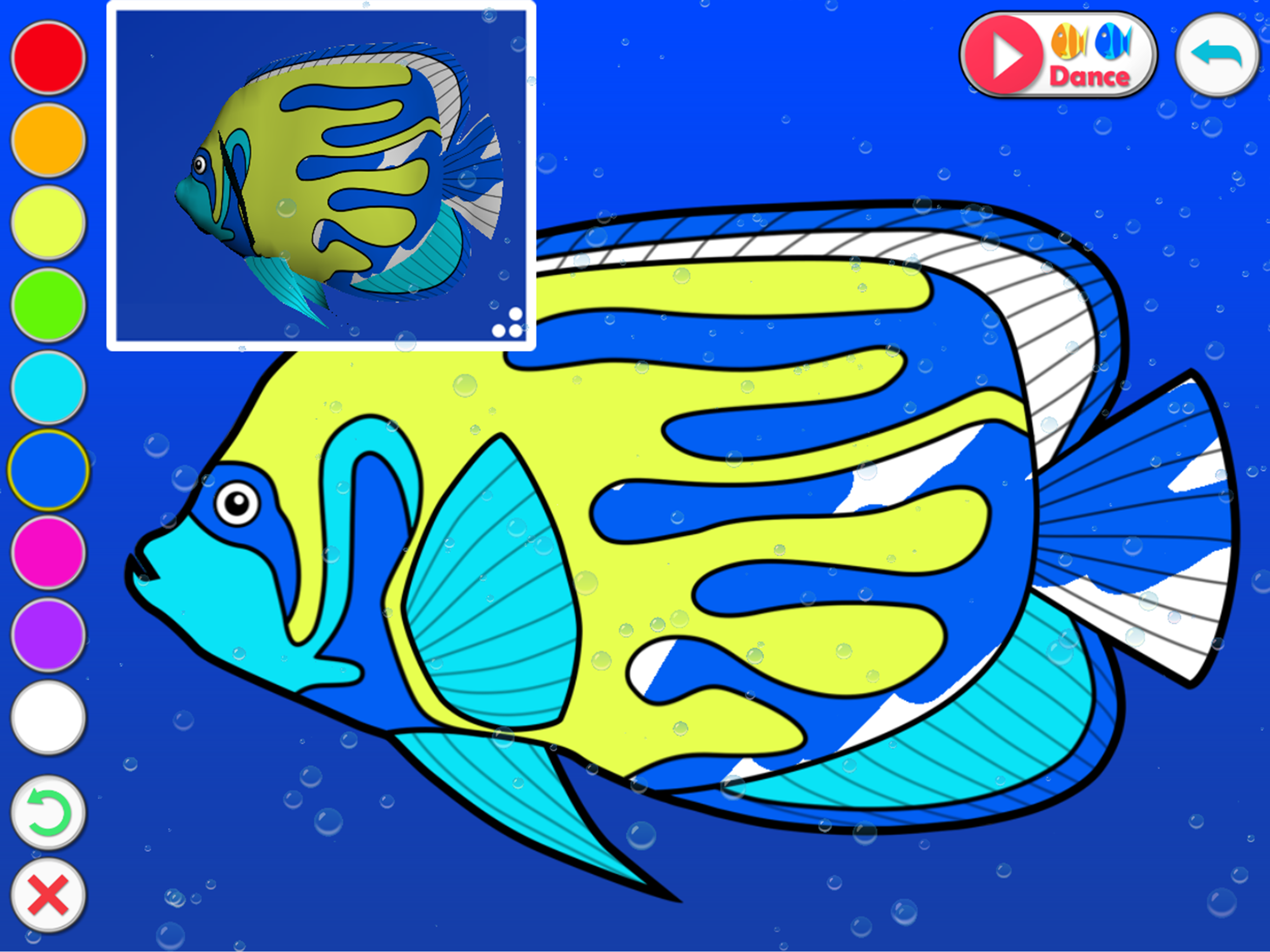 Dancing fishes. 3D Coloring App