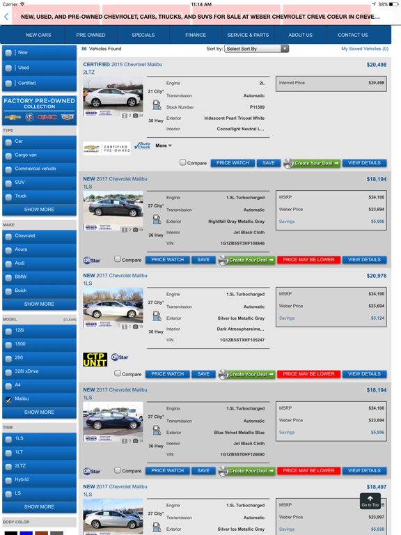 Weber Chevrolet iPad screenshot 4 - Business app