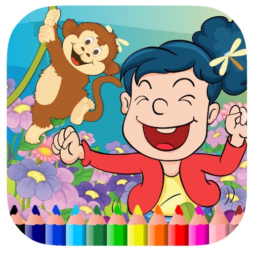 Free Girl And Monkey Coloring Book Games Edition Icon