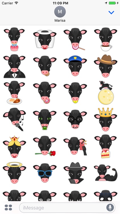Black Cow Emoji Stickers for iMessage screenshot-3