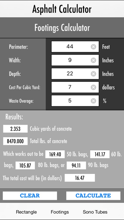 Asphalt Calculator - US/Imperial Concrete Calc.