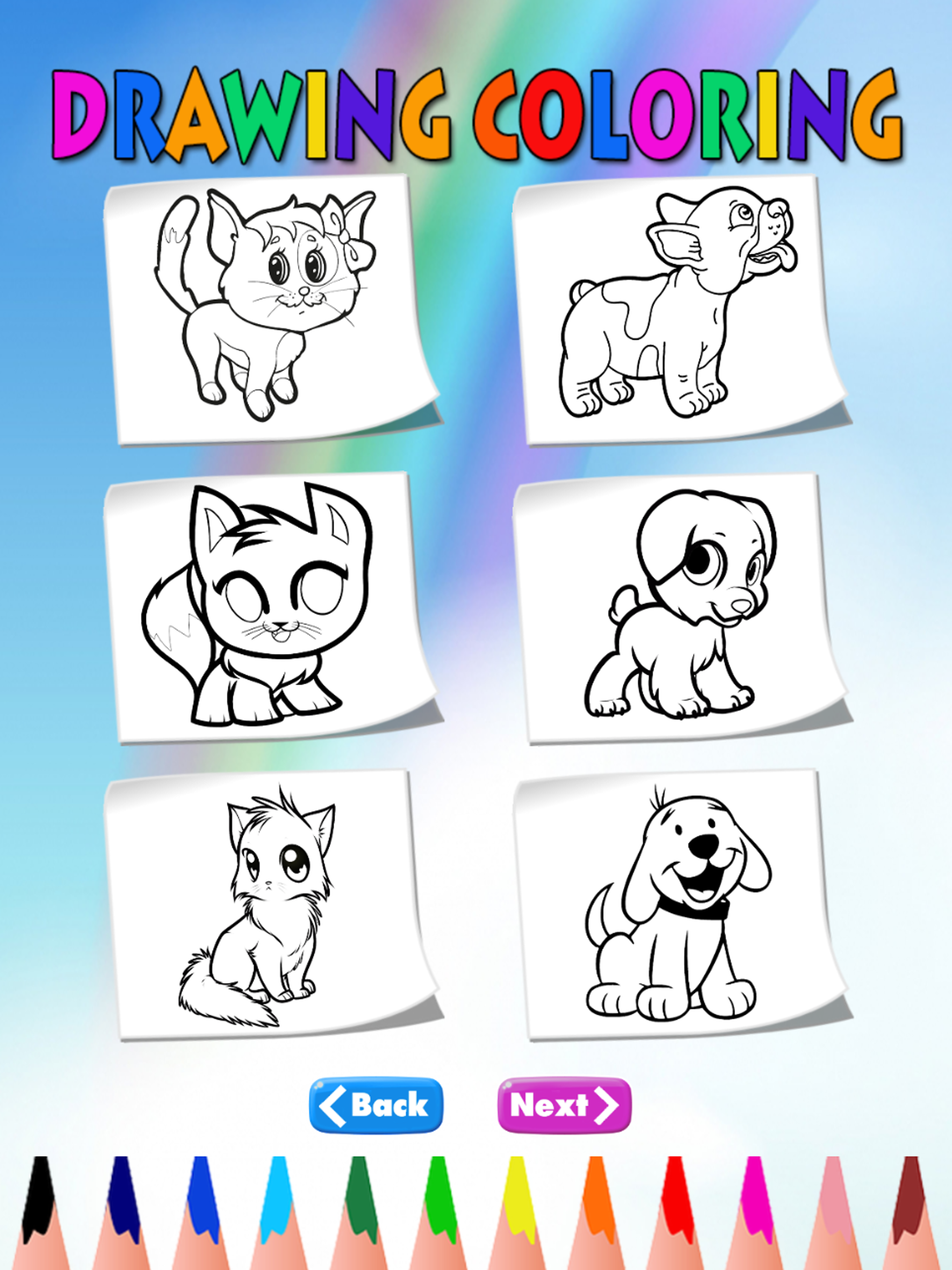 Puppy Kitten Coloring Book - Painting and Drawing