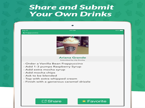 Secret Menu for Starbucks + iPad screenshot 4 - Food & Drink app
