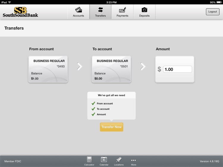 South Sound Bank Mobile for iPad screenshot-3