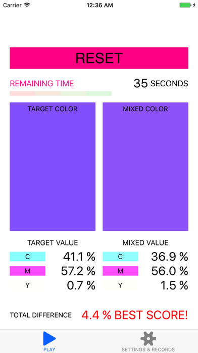 CMY-Color-Mix Training Screenshot