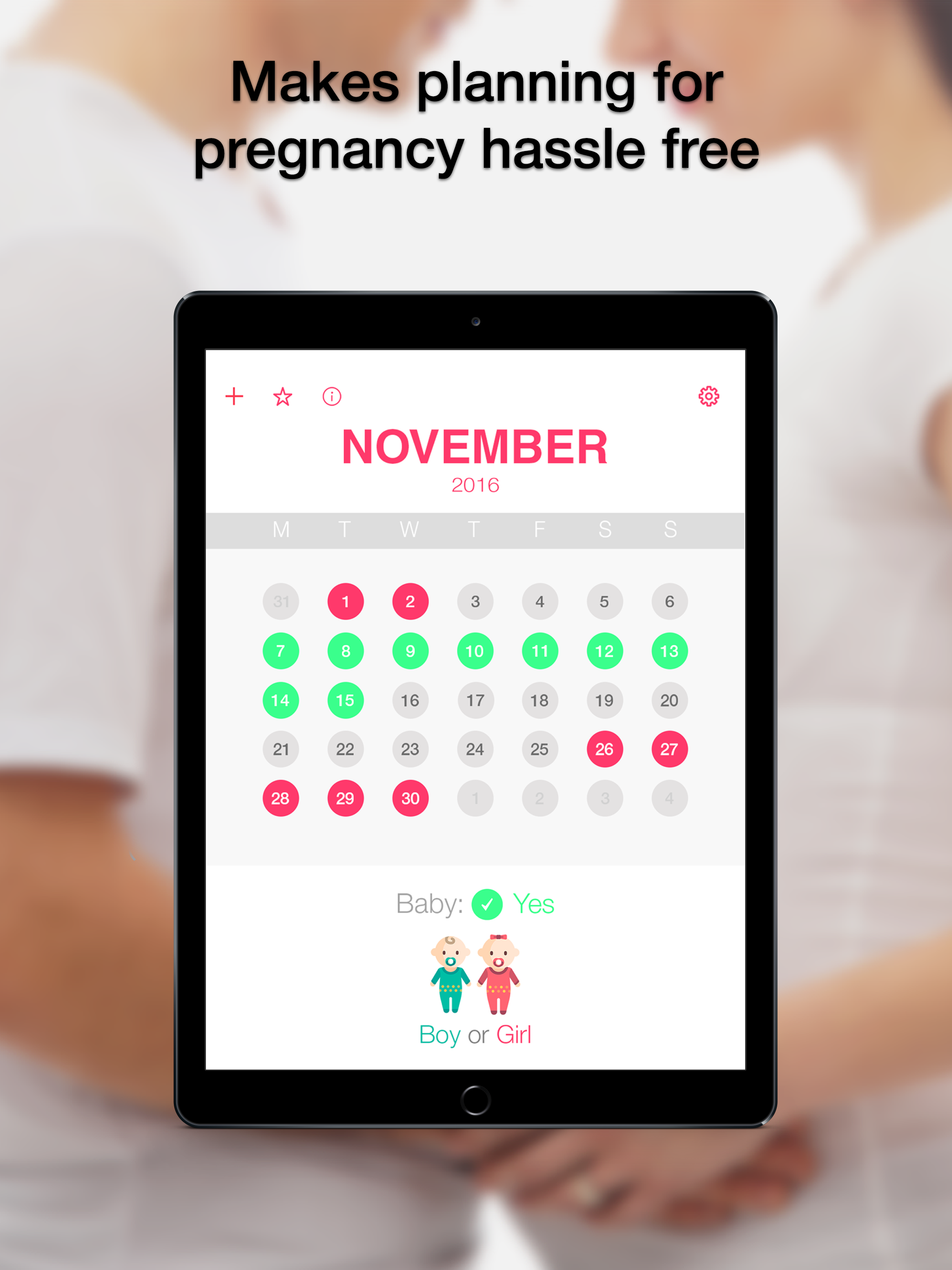 MaybeBaby fertility& pregnancy monthly calendar