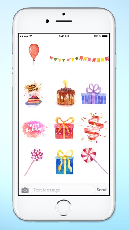 Watercolor Happy Birthday Party Sticker Pack screenshot-3