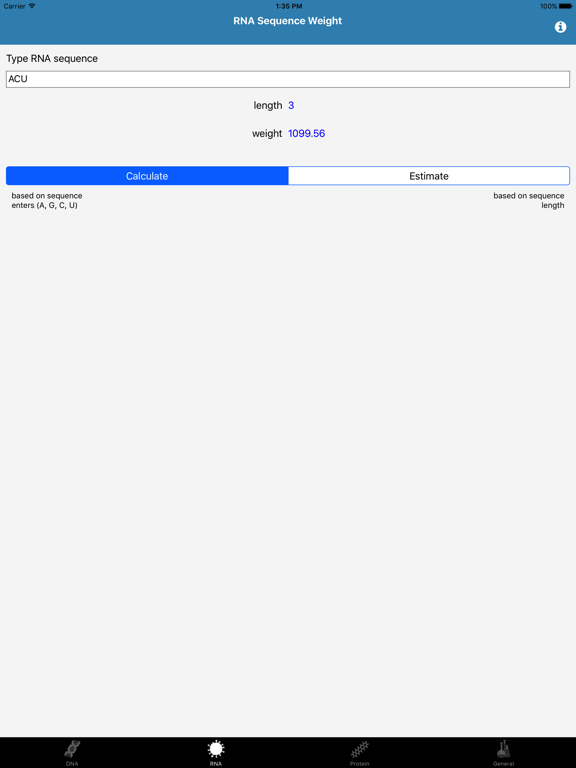 Screenshot #5 pour DNA/RNA/Protein and General Mol. Weight Calculator