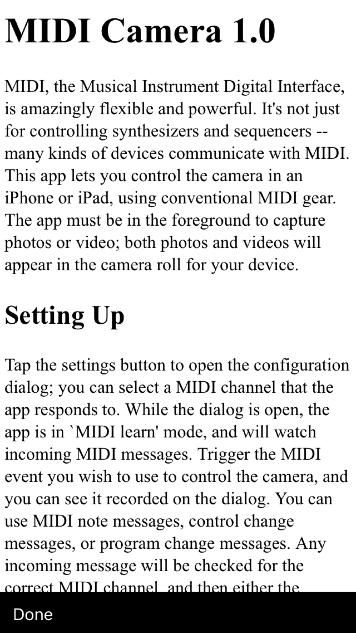 MIDI Camera