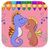 Kids Coloring Book Game Seahorses Version