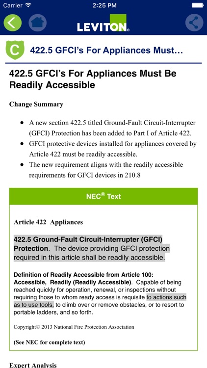 Leviton Captain Code 2014 NEC screenshot-3