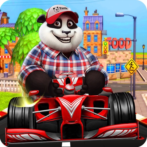 Panda racing icon
