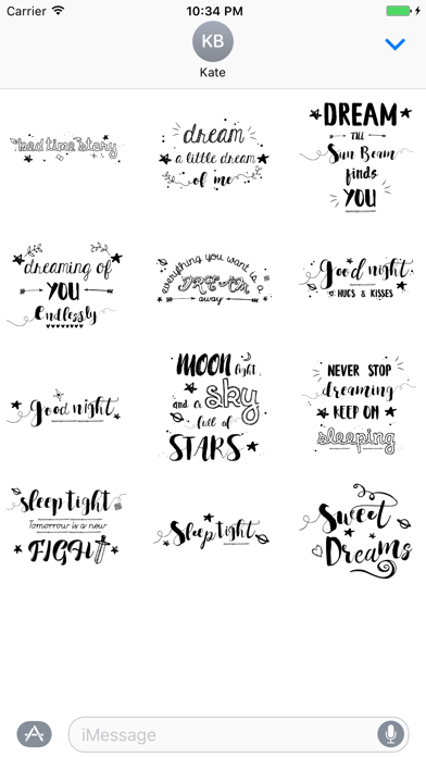 Good Night Typography Stickers for iMessageのおすすめ画像2