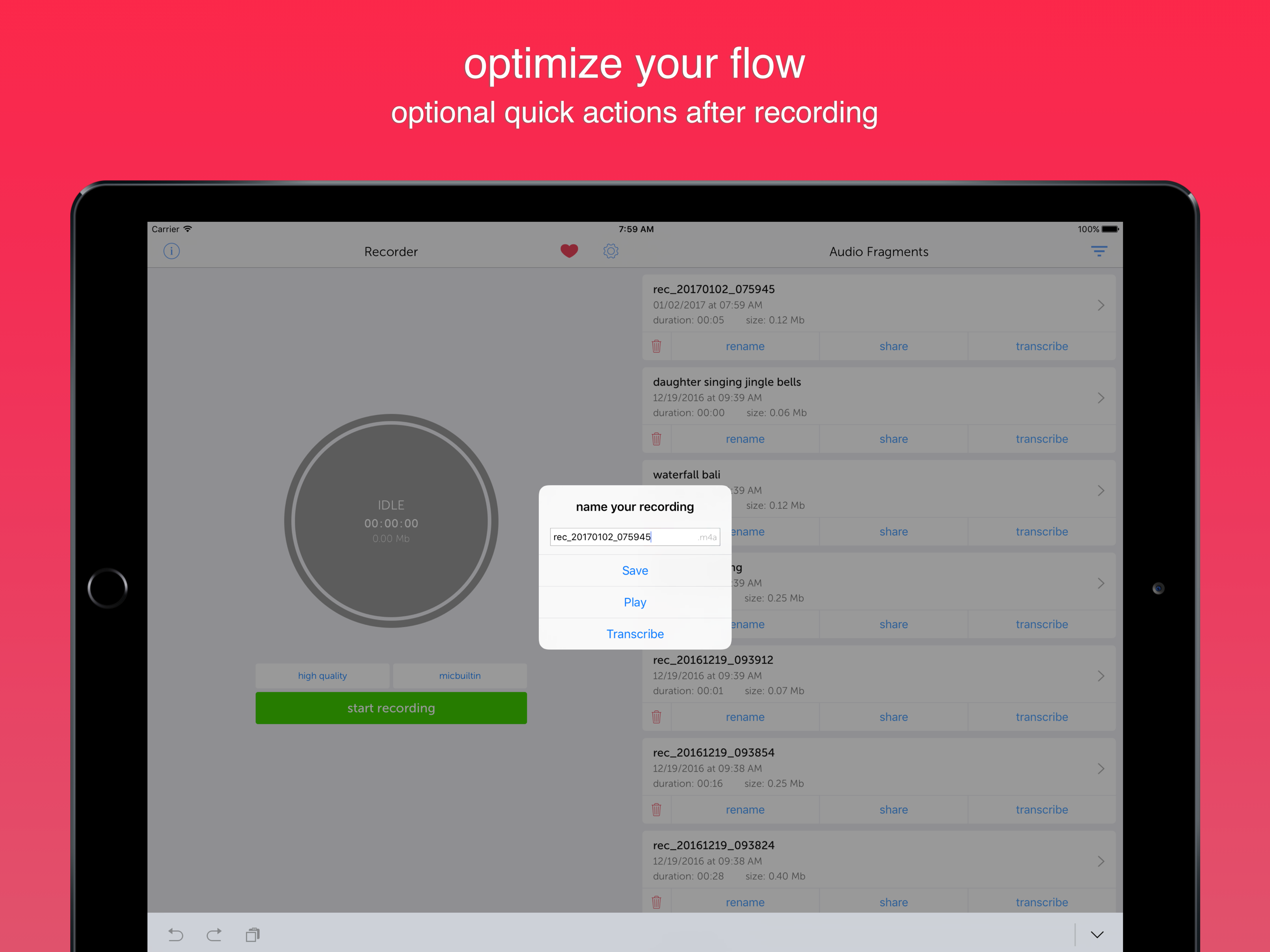Instant Rec Lite: Audio Recorder & Voice Recording