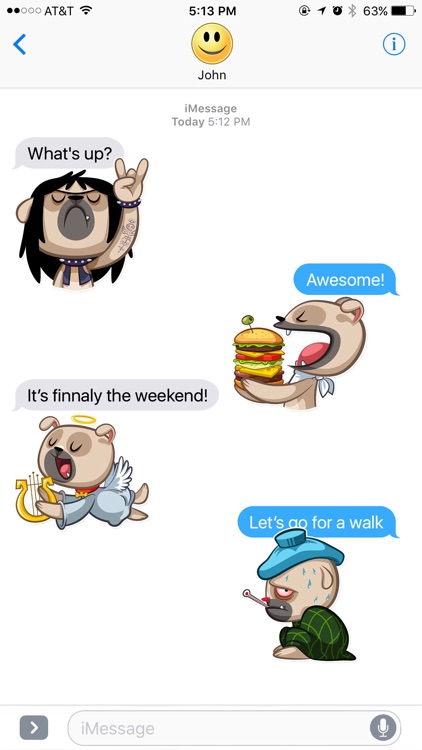 Pug Emotions Stickers