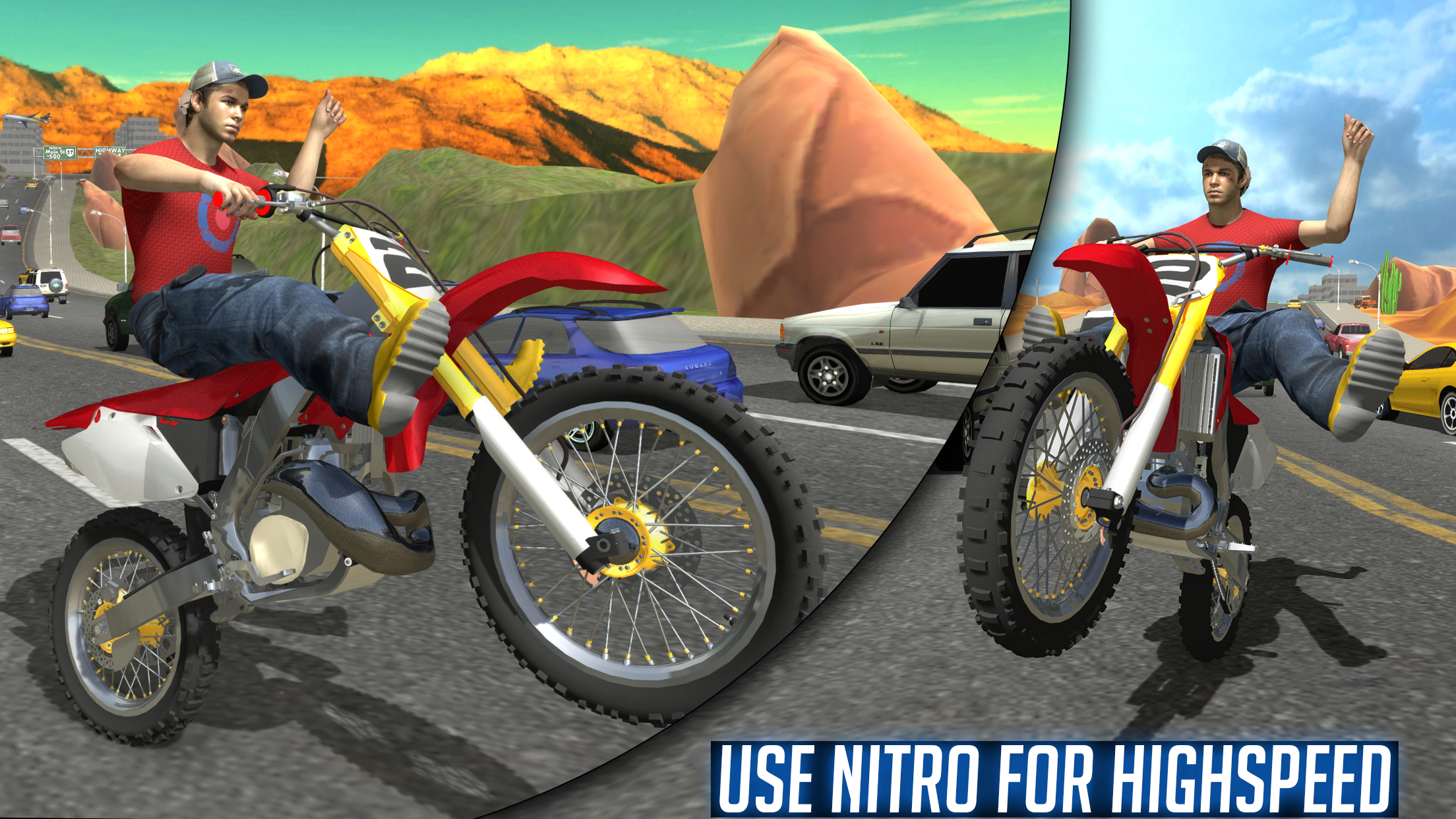 Traffic GT Bike Racer stunts Drive: Highway