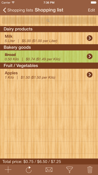 ShoppingList Pro Edition Screenshot