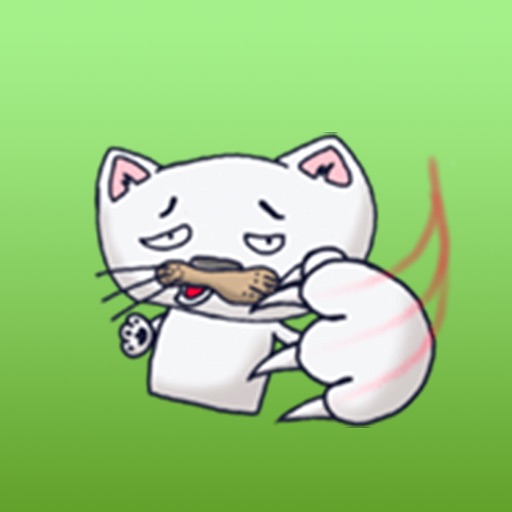 Katy The Stupid White Cat English Sticker iOS App