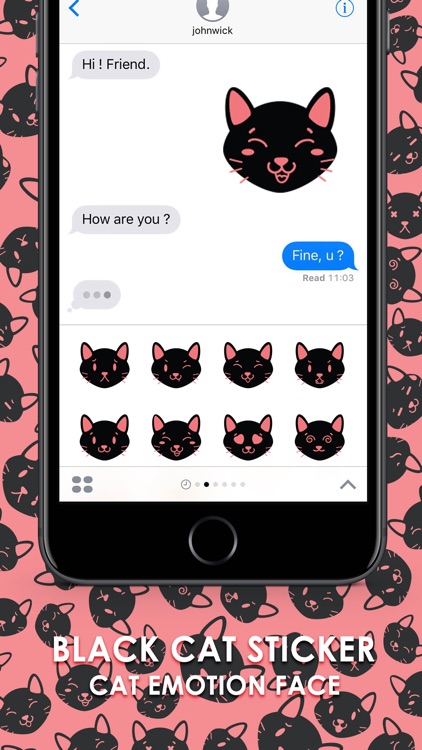 Black Cat Feeling Emotion Sticker for iMessage