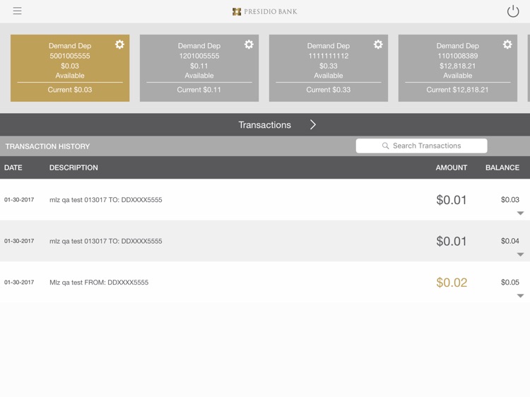 Presidio Bank Business Banking for iPad