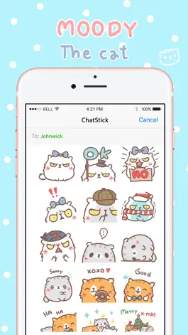 Game screenshot มูดดี้ เดอะ แคท สติกเกอร์ สำหรับ iMessage ฟรี mod apk