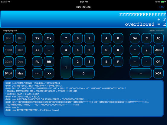BinHexDec - Programmers Calculator iPad screenshot 3 - Utilities app