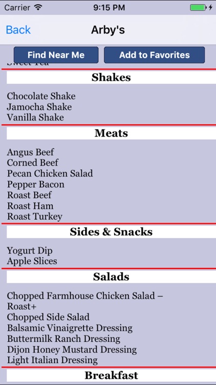 Gluten Free Restaurant Items