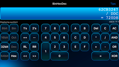 BinHexDec - Programmers Calculator iPhone screenshot 1 - Utilities app