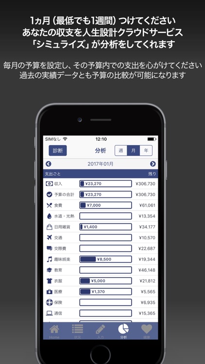 パパの家計簿〜簡単、ヘルス&診断付き!!