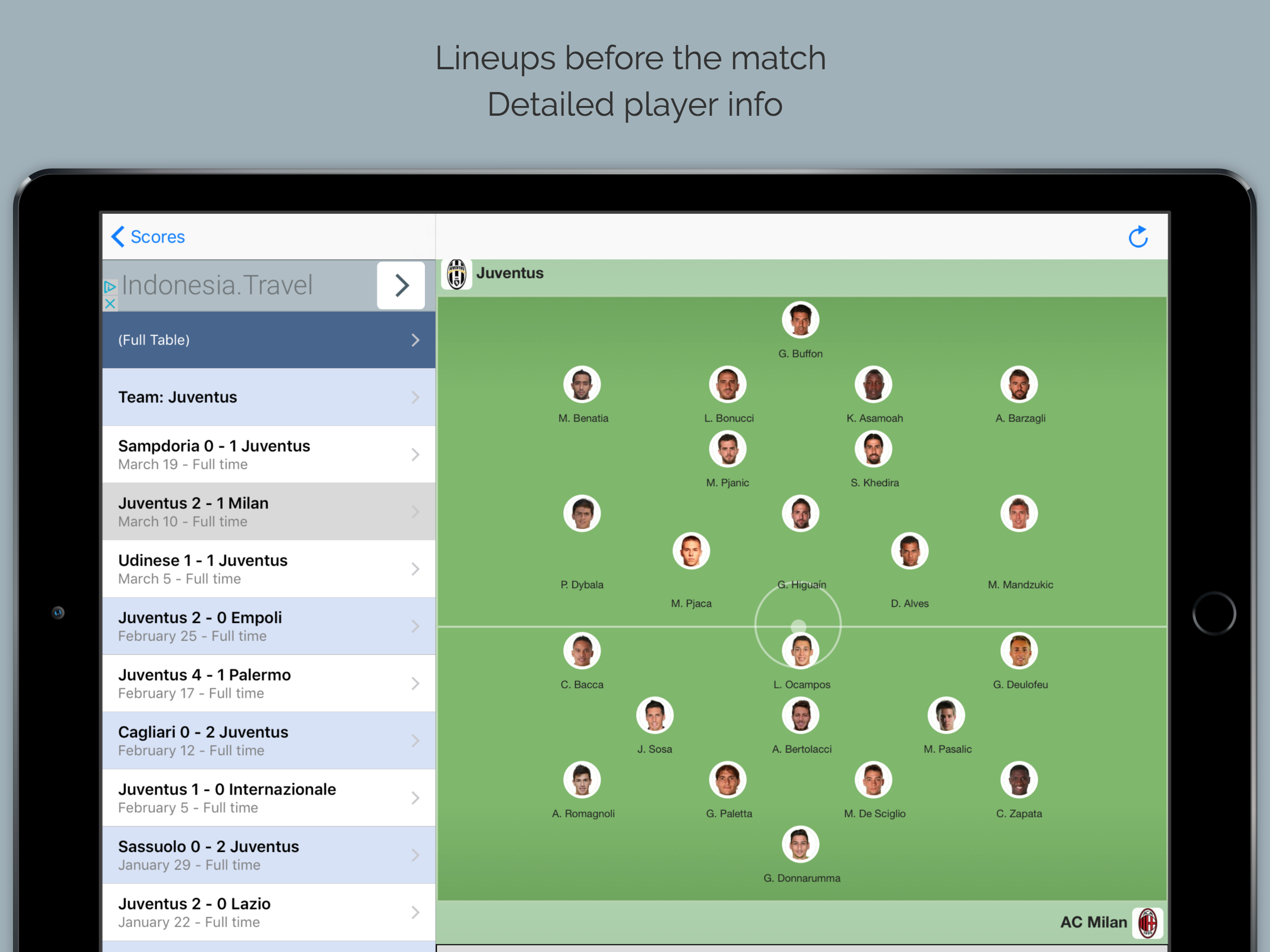 Live Scores for Juventus