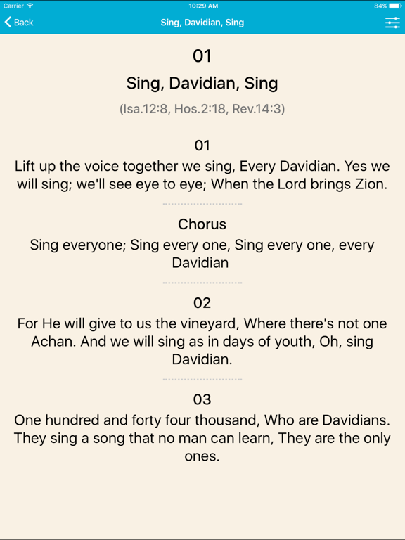 Davidian Songs iPad screenshot 4 - Book app
