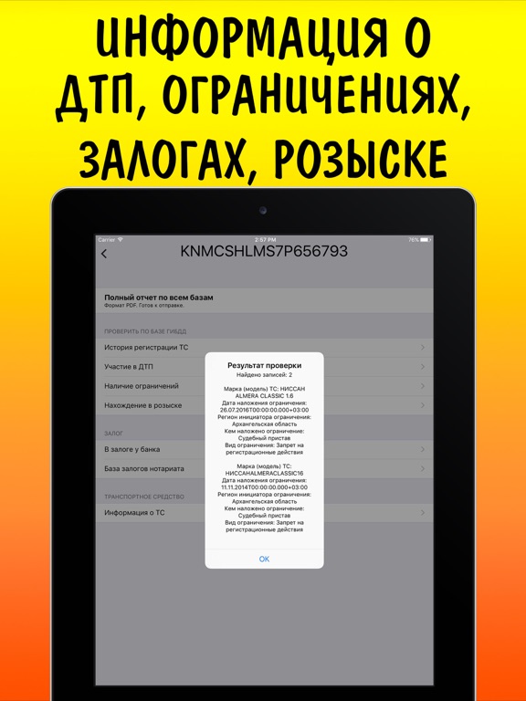 VIN code auto check ГИБДД ФССП ФНП РСА screenshot 4