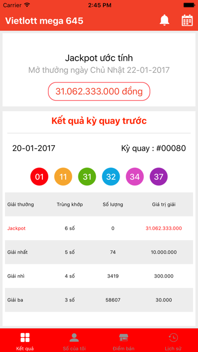 Screenshot #3 pour Jackpot Vietlott Mega 6/45