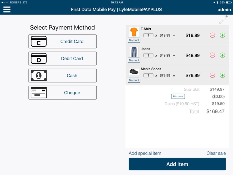 First Data Mobile Pay Plus for iPad