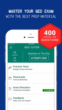 Game screenshot GED® Practice Exam prep 2017 - Q&A Flashcard mod apk