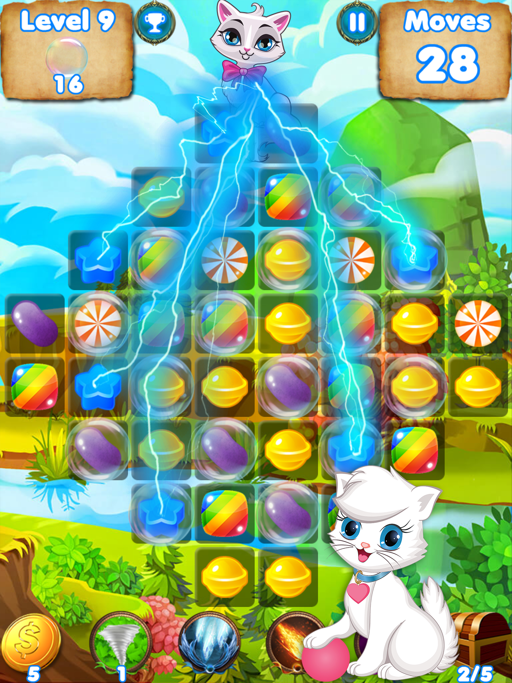 Kitty Crush - puzzle games with cats and candy screenshot 7