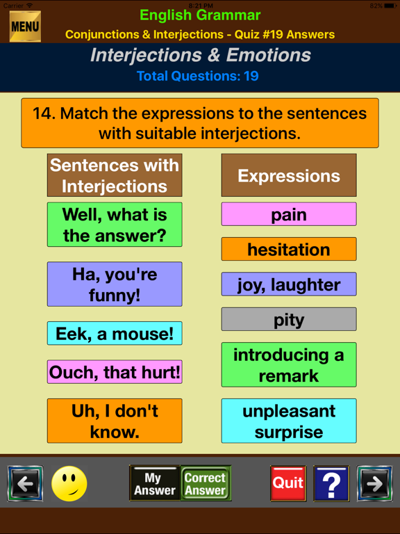 Screenshot #5 pour easyLearn Conjunctions & Interjections