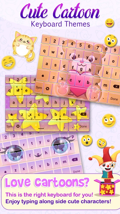 Cute Cartoon Color Keyboard Themes Emoji & Layout by Ana Kitanovic