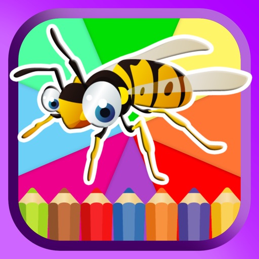 Insects & Bugs Coloring Book Painting Pages Games Icon