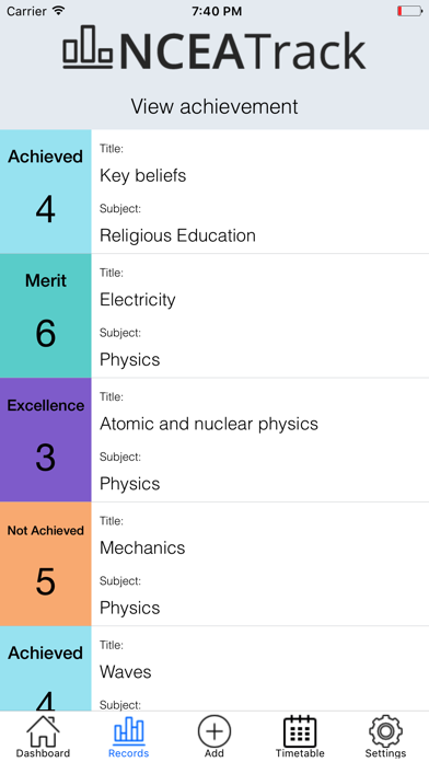 NCEATrack Screenshot