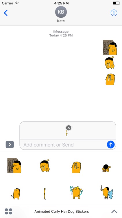 Animated Curly Hair Dog Stickers For iMessage